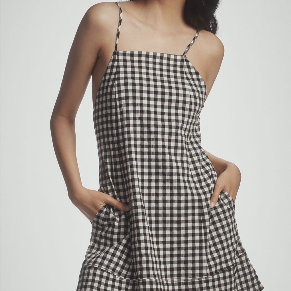 Anthropologie Black and White Gingham Mini Dress - NWT